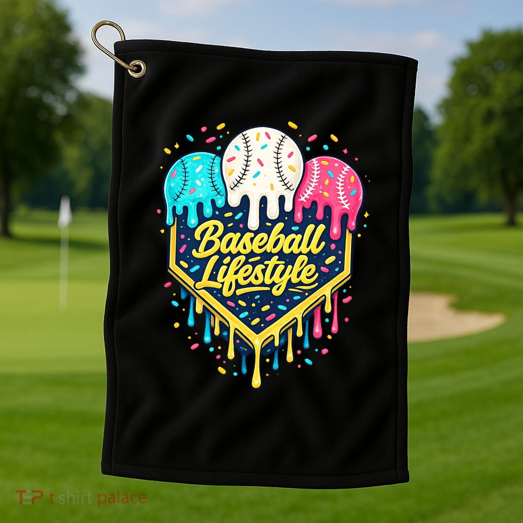 Baseball Life Style Ice Cream Drip Golf Towel