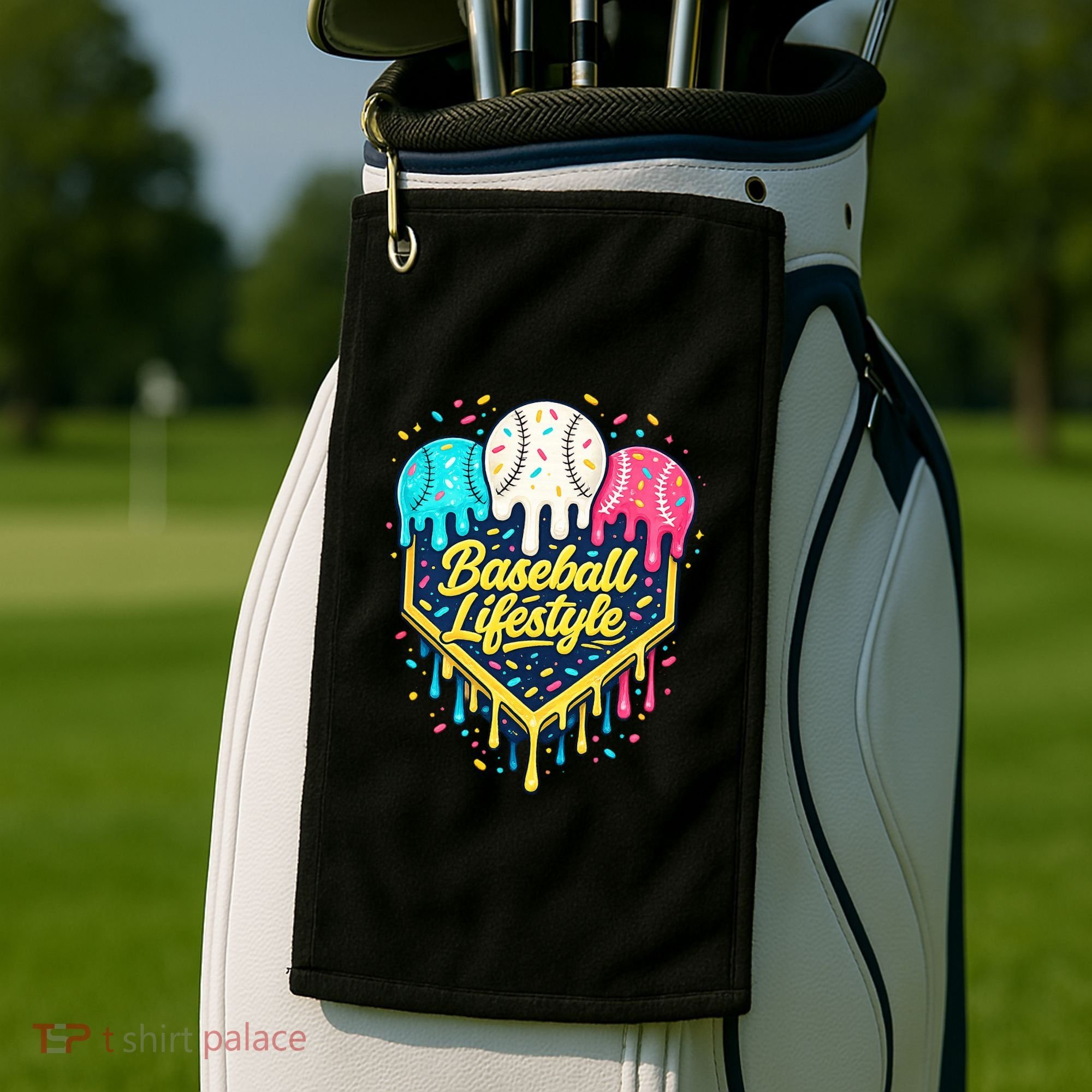 Baseball Life Style Ice Cream Drip Golf Towel