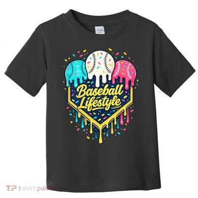 Baseball Life Style Ice Cream Drip Toddler T-Shirt