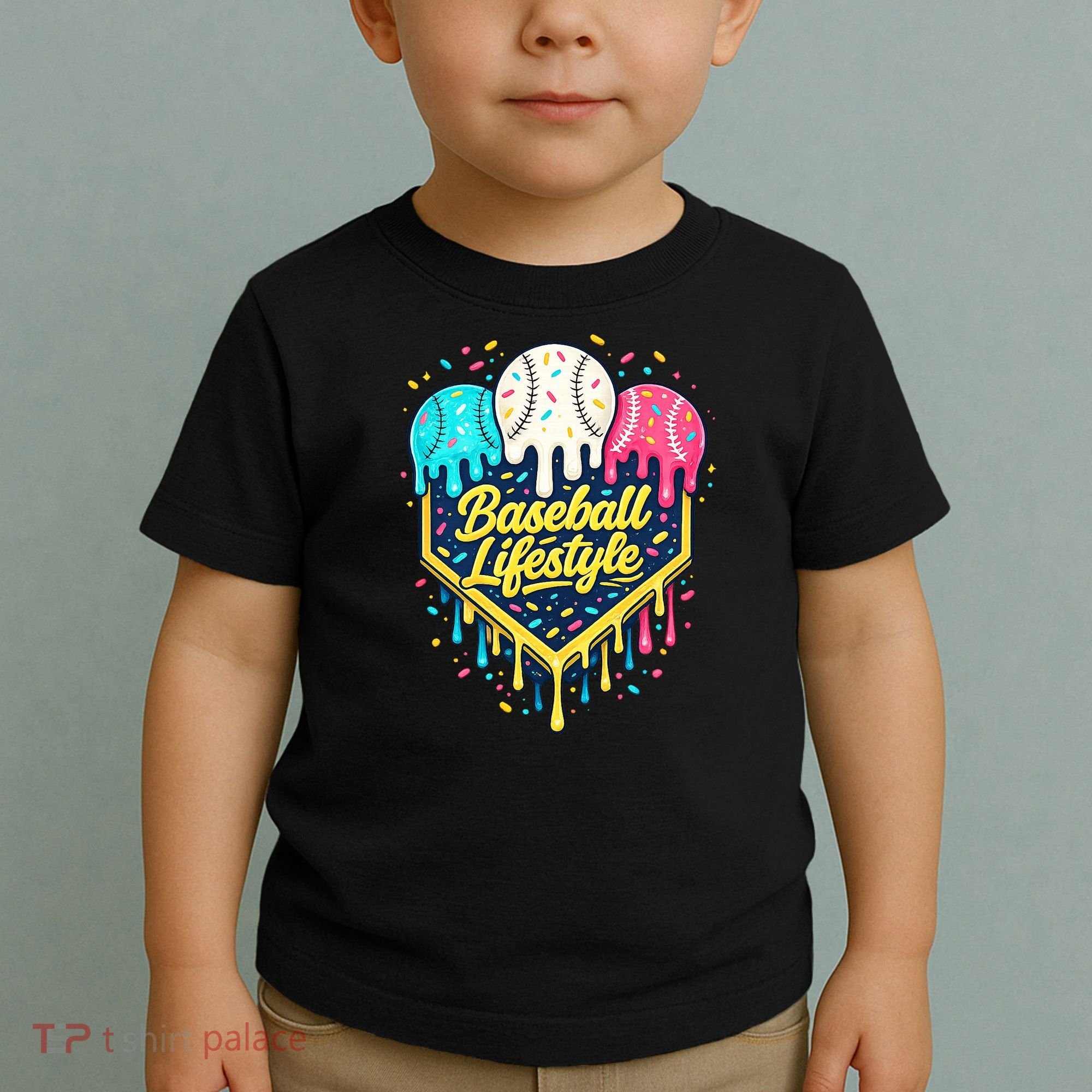 Baseball Life Style Ice Cream Drip Toddler T-Shirt
