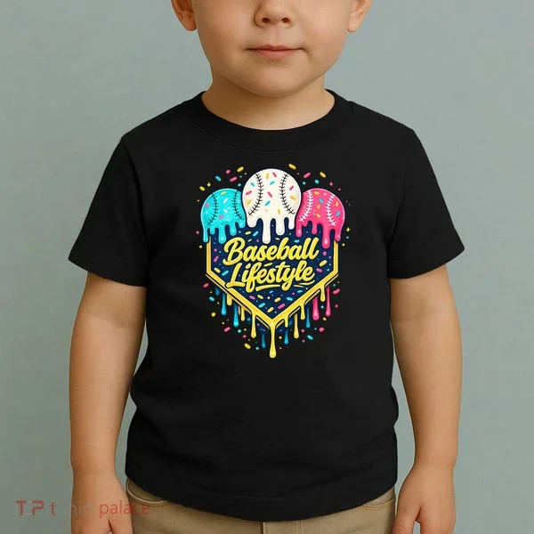 Baseball Life Style Ice Cream Drip Toddler T-Shirt