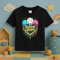 Baseball Life Style Ice Cream Drip Toddler T-Shirt thumb 3