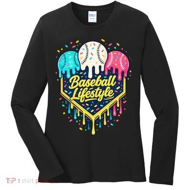 Baseball Life Style Ice Cream Drip Women's Long Sleeve Shirt