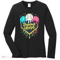 Baseball Life Style Ice Cream Drip Women's Long Sleeve Shirt thumb 0