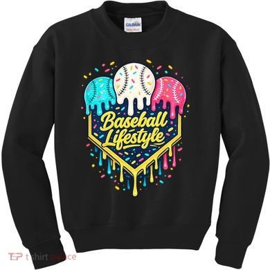 Baseball Life Style Ice Cream Drip Kids Sweatshirt