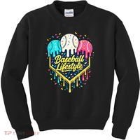 Baseball Life Style Ice Cream Drip Kids Sweatshirt thumb 0