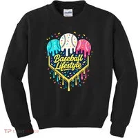 Baseball Life Style Ice Cream Drip Kids Sweatshirt thumb 0