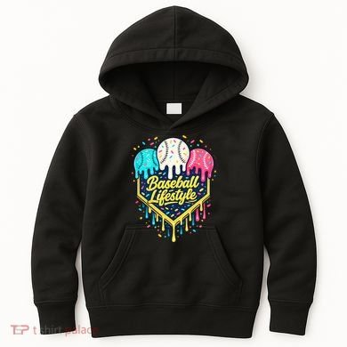 Baseball Life Style Ice Cream Drip Kids Hoodie