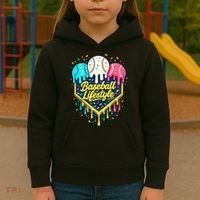 Baseball Life Style Ice Cream Drip Kids Hoodie thumb 3