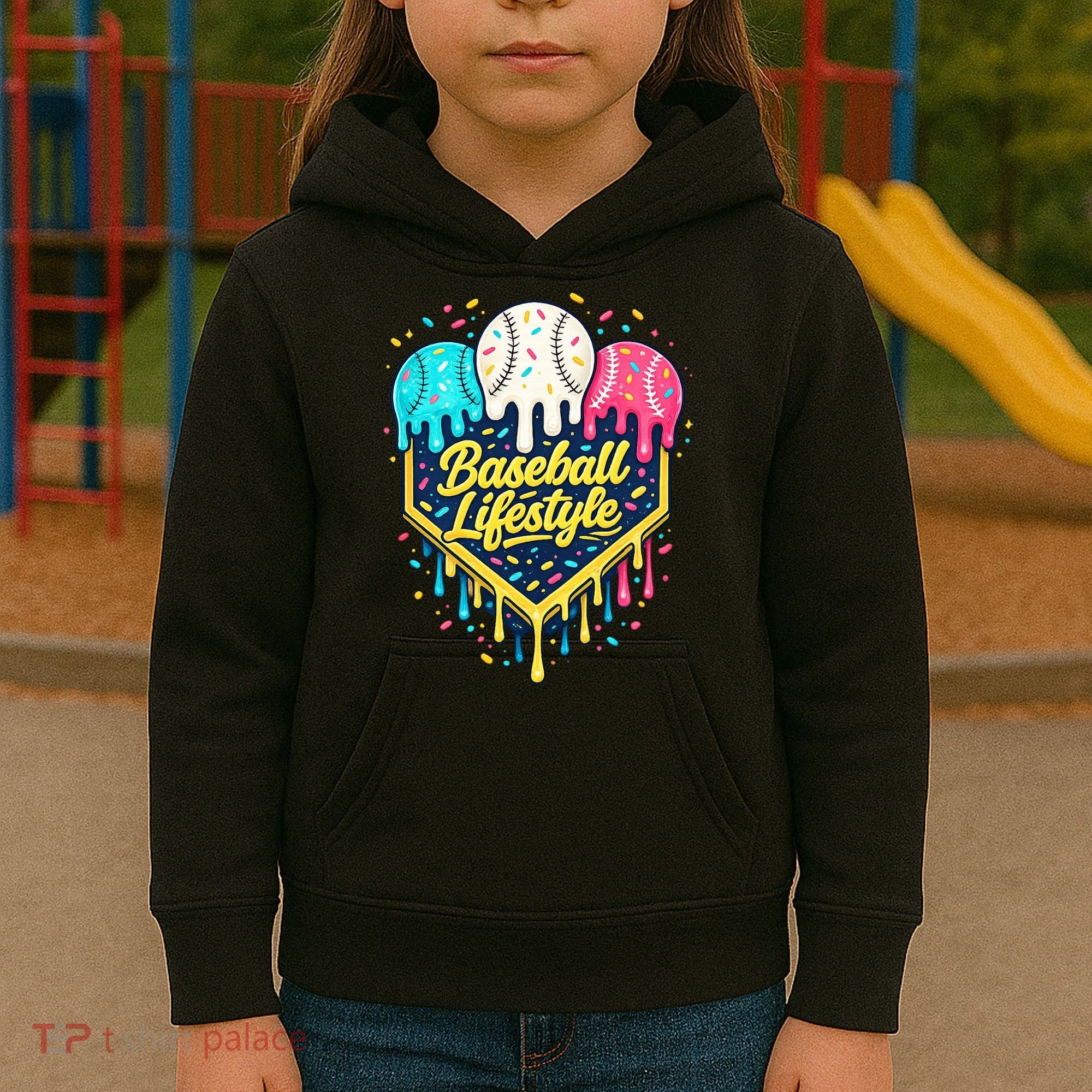 Baseball Life Style Ice Cream Drip Kids Hoodie