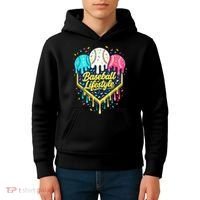 Baseball Life Style Ice Cream Drip Kids Hoodie thumb 4