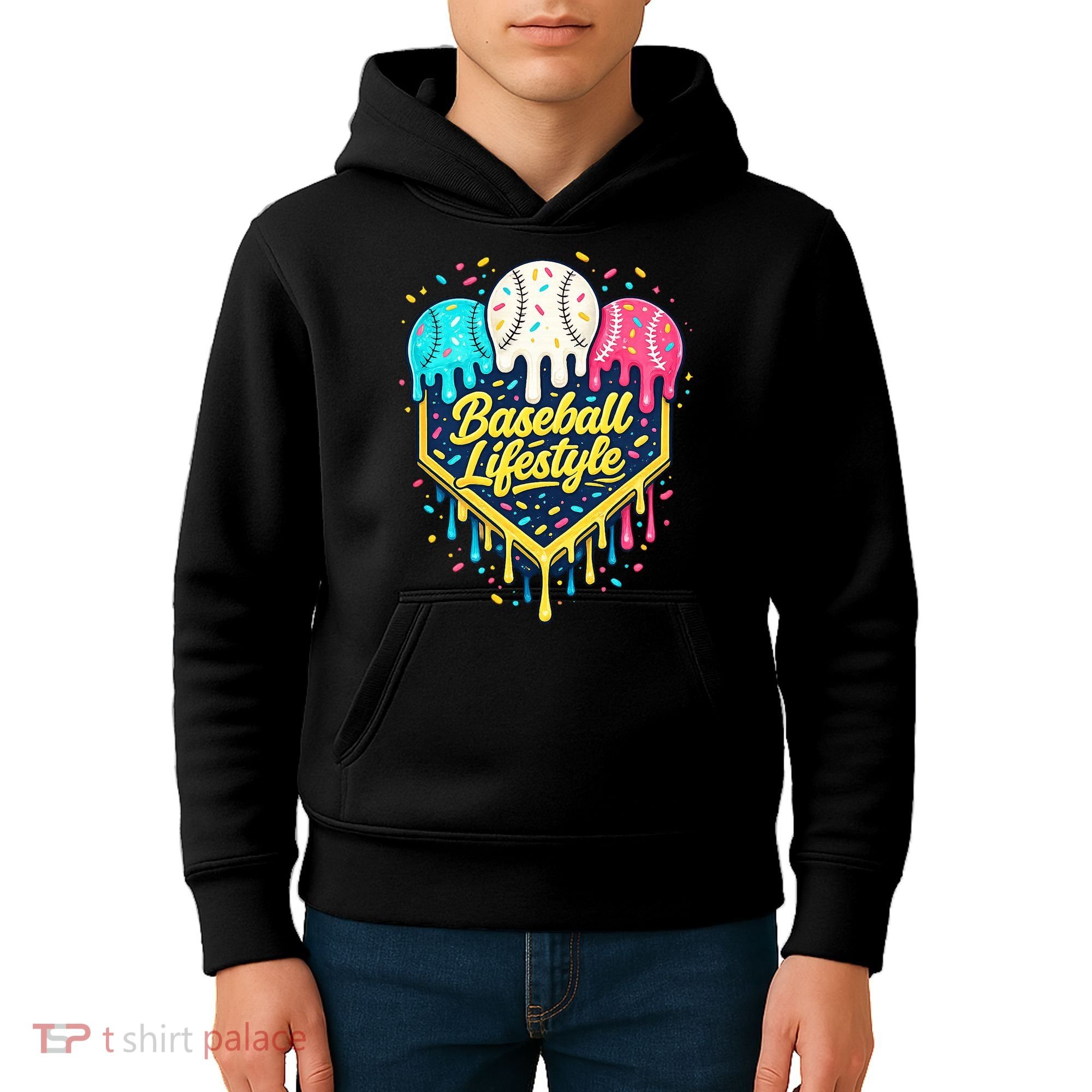 Baseball Life Style Ice Cream Drip Kids Hoodie