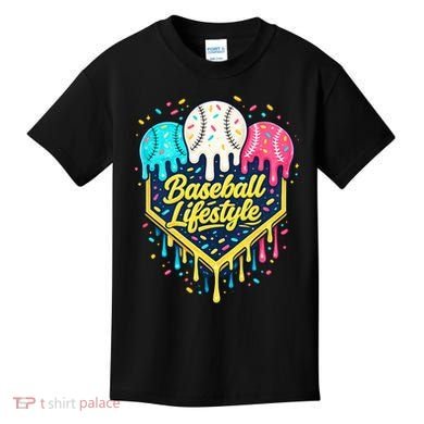 Baseball Life Style Ice Cream Drip Kids T-Shirt
