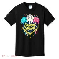 Baseball Life Style Ice Cream Drip Kids T-Shirt thumb 0