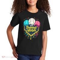 Baseball Life Style Ice Cream Drip Kids T-Shirt thumb 2