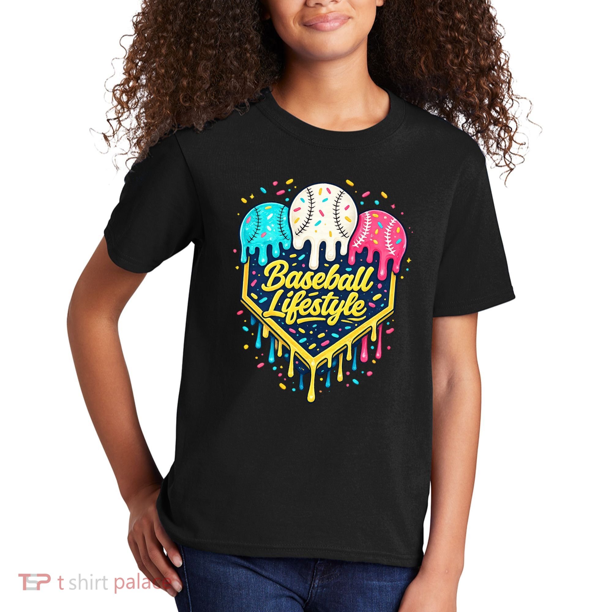 Baseball Life Style Ice Cream Drip Kids T-Shirt