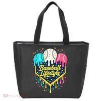 Baseball Life Style Ice Cream Drip Tote Bag thumb 0