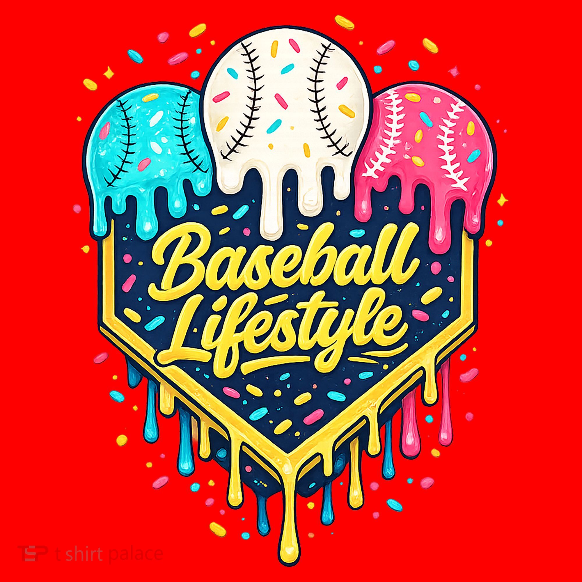 Baseball Life Style Ice Cream Drip Santa Hat