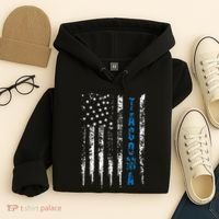 Blue Line Tacoma Distressed National Police Week Hoodie thumb 4