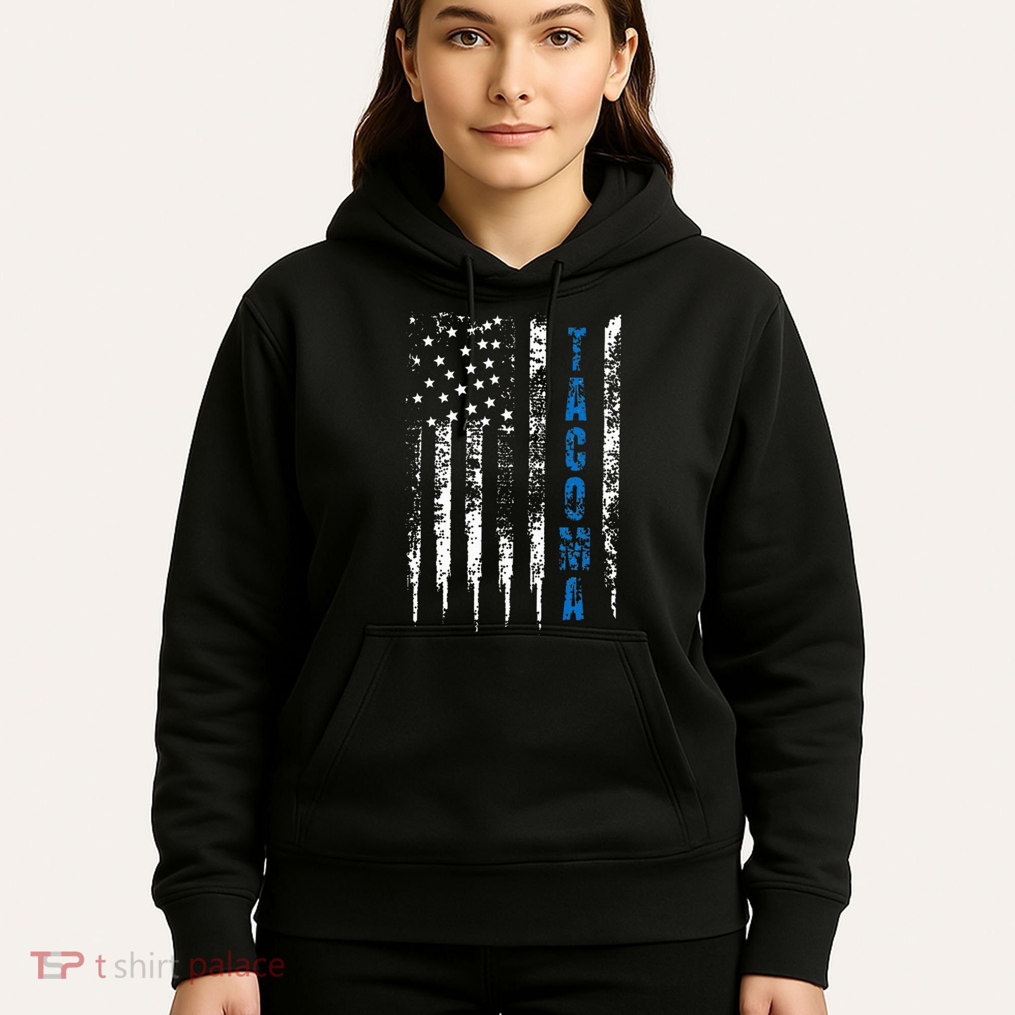 Blue Line Tacoma Distressed National Police Week Hoodie