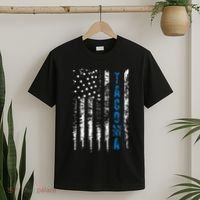 Blue Line Tacoma Distressed National Police Week T-Shirt thumb 2