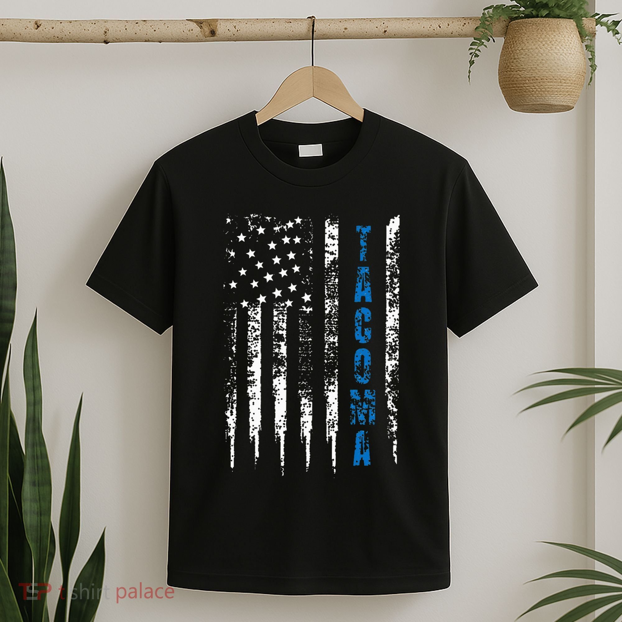 Blue Line Tacoma Distressed National Police Week T-Shirt