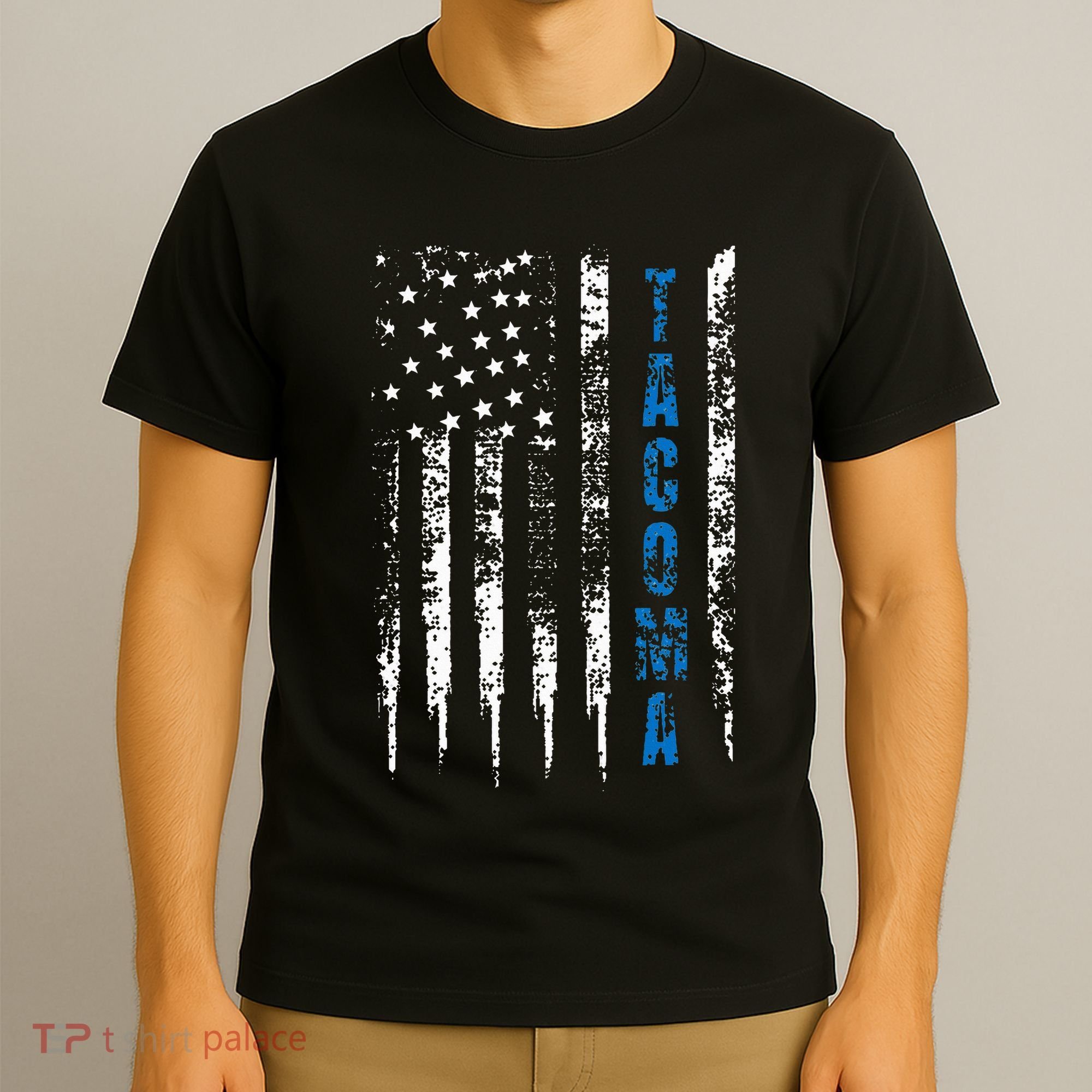 Blue Line Tacoma Distressed National Police Week T-Shirt