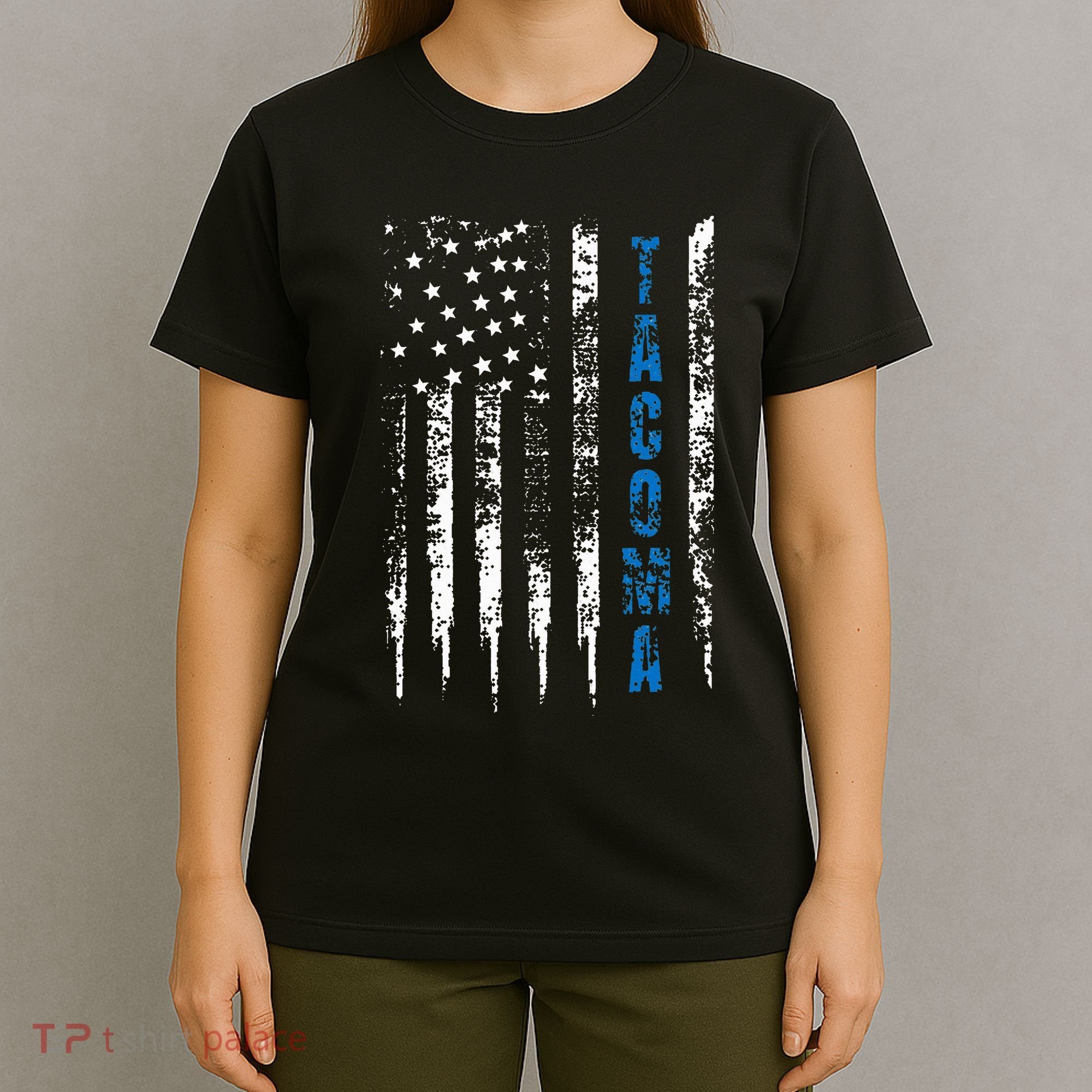 Blue Line Tacoma Distressed National Police Week T-Shirt