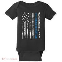 Blue Line Tacoma Distressed National Police Week Baby Bodysuit thumb 0