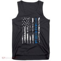Blue Line Tacoma Distressed National Police Week Tank Top thumb 0