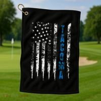 Blue Line Tacoma Distressed National Police Week Golf Towel thumb 1