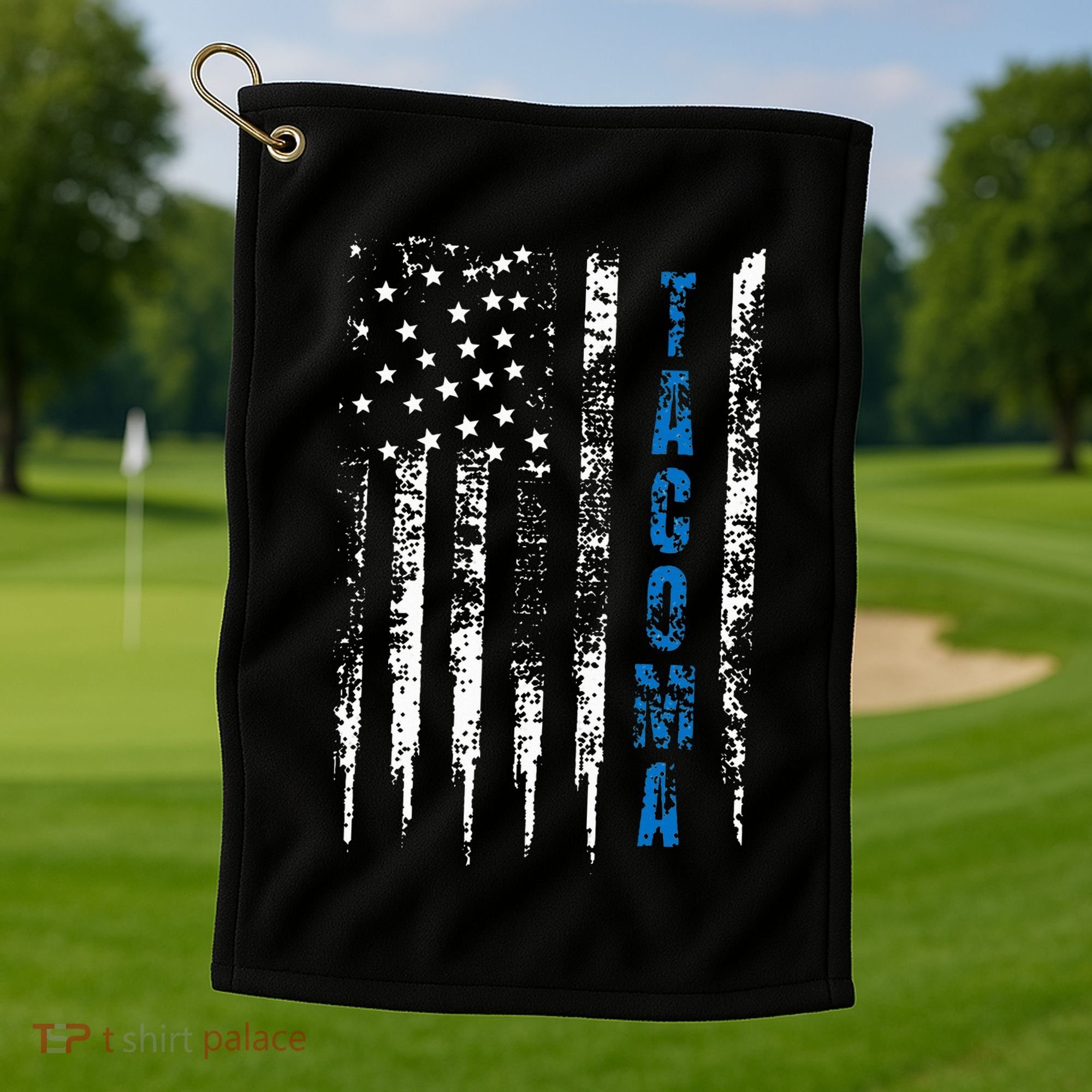 Blue Line Tacoma Distressed National Police Week Golf Towel