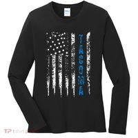 Blue Line Tacoma Distressed National Police Week Women's Long Sleeve Shirt thumb 0