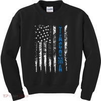 Blue Line Tacoma Distressed National Police Week Kids Sweatshirt thumb 0
