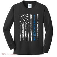 Blue Line Tacoma Distressed National Police Week Kids Long Sleeve Shirt thumb 0