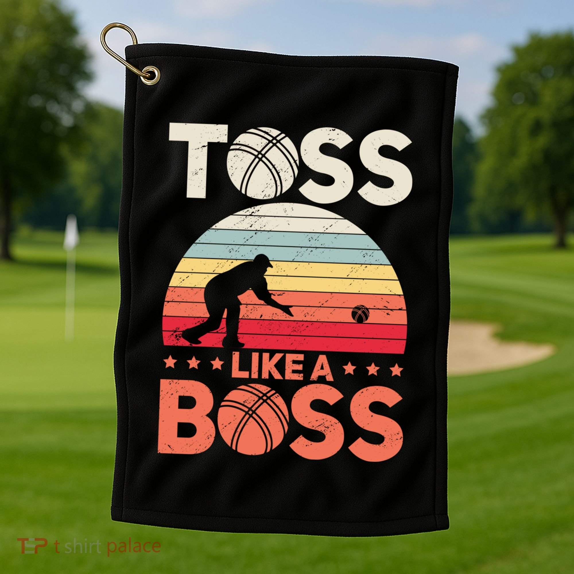 Bocce Legend Toss Like A Boss Funny Bocce Ball Cute Gift Golf Towel