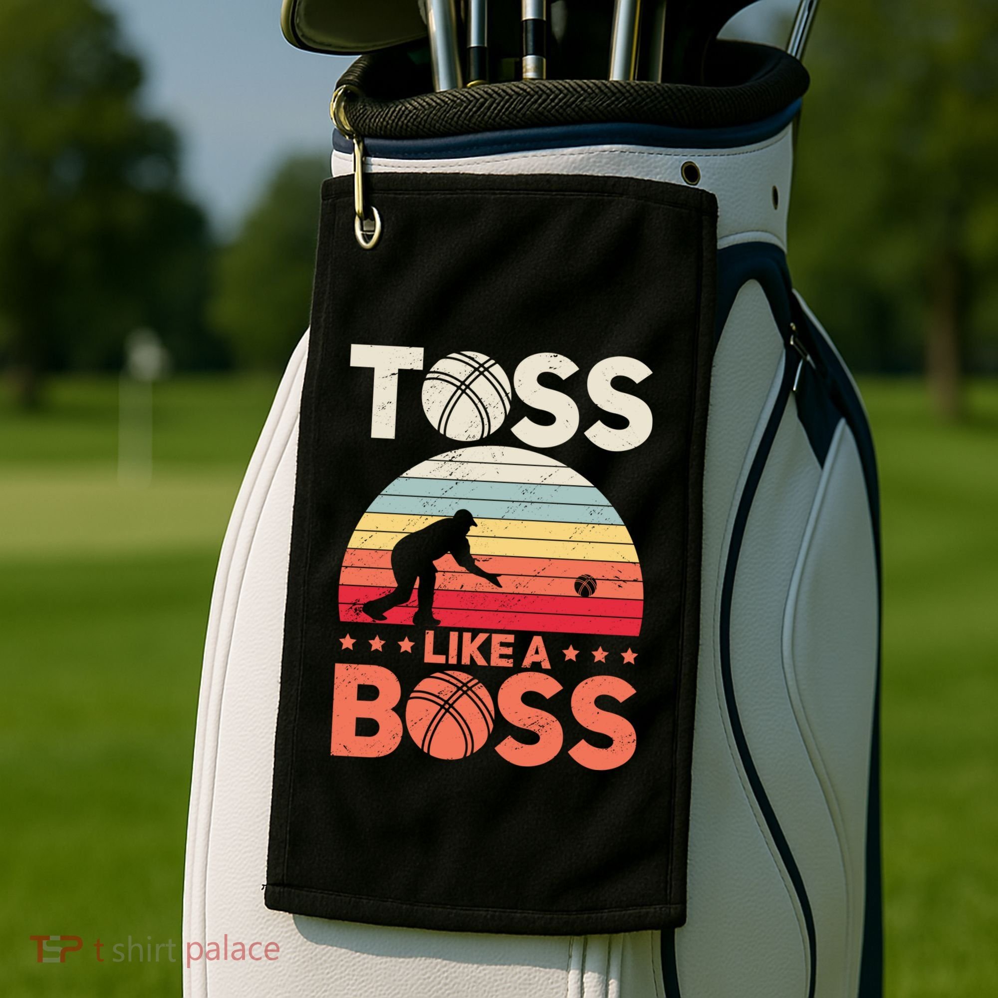 Bocce Legend Toss Like A Boss Funny Bocce Ball Cute Gift Golf Towel