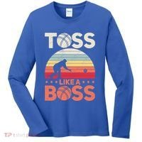 Bocce Legend Toss Like A Boss Funny Bocce Ball Cute Gift Women's Long Sleeve Shirt thumb 0