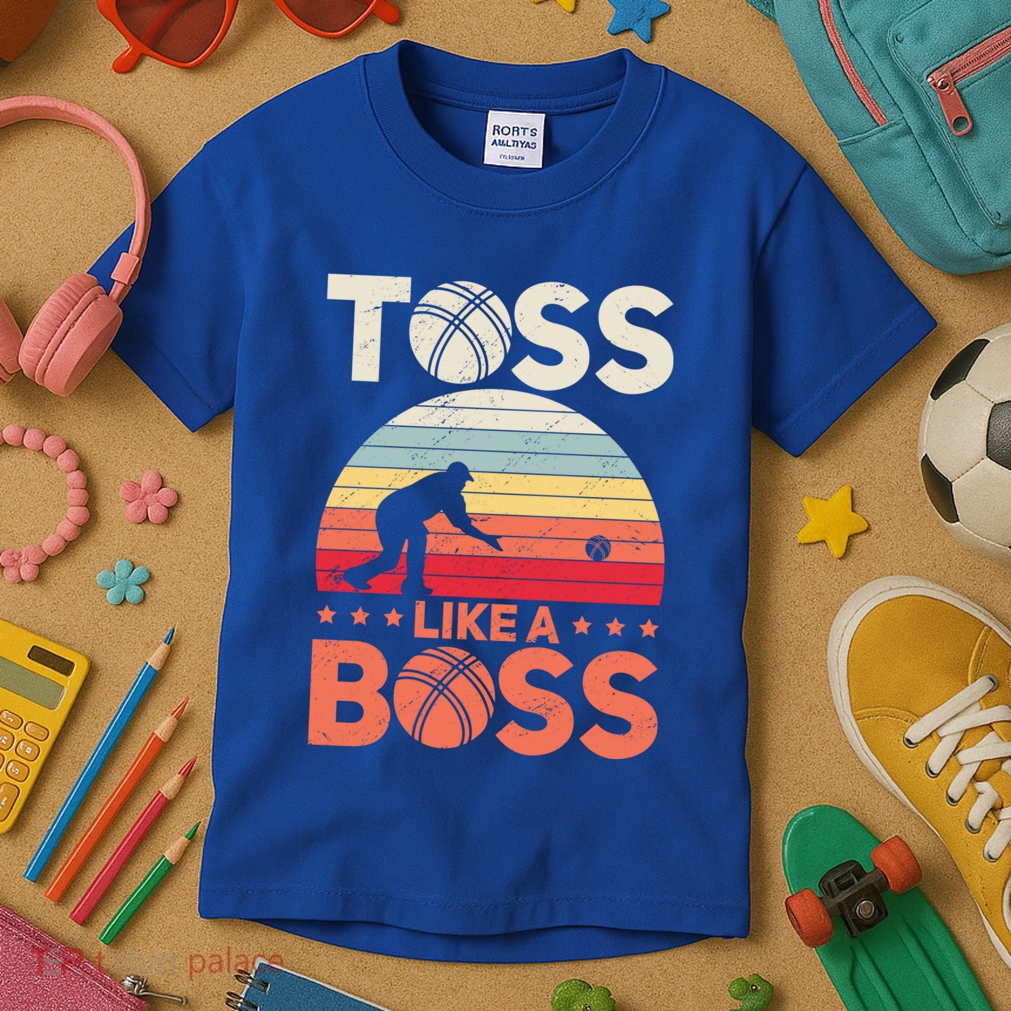 Bocce Legend Toss Like A Boss Funny Bocce Ball Cute Gift Kids T-Shirt
