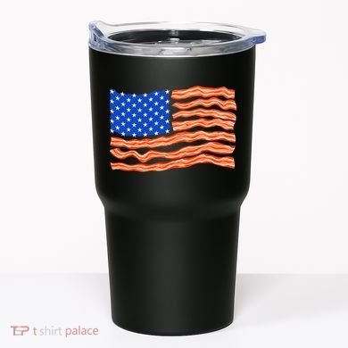Bacon Lover Tee, Meat Lover Design, Funny USA Flag Tumbler