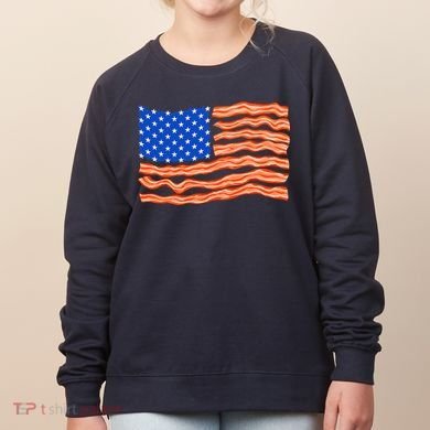 Bacon Lover Tee, Meat Lover Design, Funny USA Flag Women's Sweatshirt