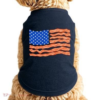 Bacon Lover Tee, Meat Lover Design, Funny USA Flag Doggie Tank