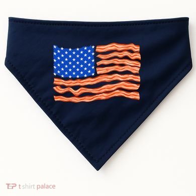 Bacon Lover Tee, Meat Lover Design, Funny USA Flag USA-Made Doggie Bandana