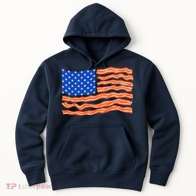 Bacon Lover Tee, Meat Lover Design, Funny USA Flag Hoodie