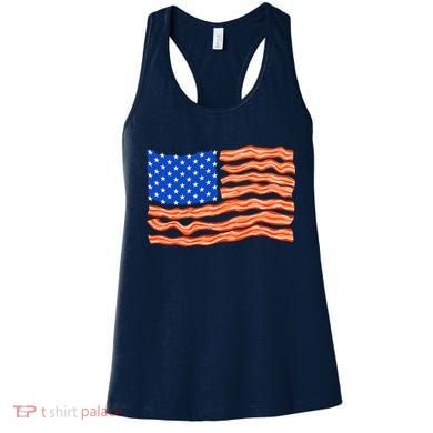 Bacon Lover Tee, Meat Lover Design, Funny USA Flag Women's Tank Top