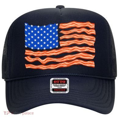 Bacon Lover Tee, Meat Lover Design, Funny USA Flag Hat