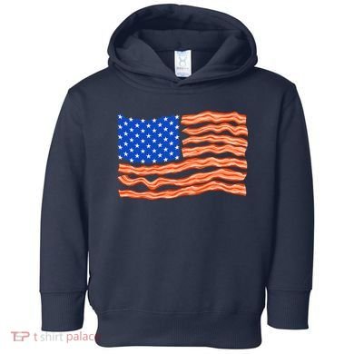 Bacon Lover Tee, Meat Lover Design, Funny USA Flag Toddler Hoodie
