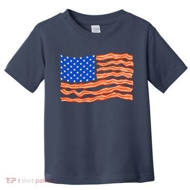 Bacon Lover Tee, Meat Lover Design, Funny USA Flag Toddler T-Shirt