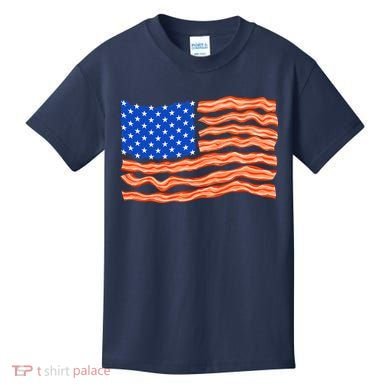 Bacon Lover Tee, Meat Lover Design, Funny USA Flag Kids T-Shirt