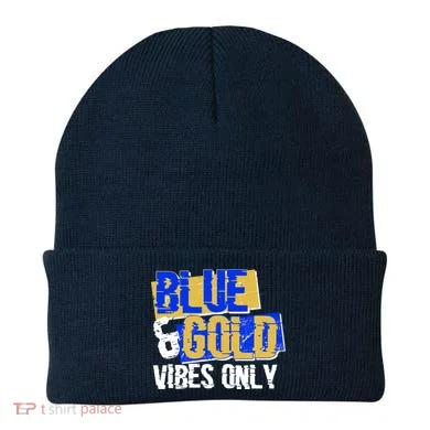 Blue & Gold Vibes Only Beanie